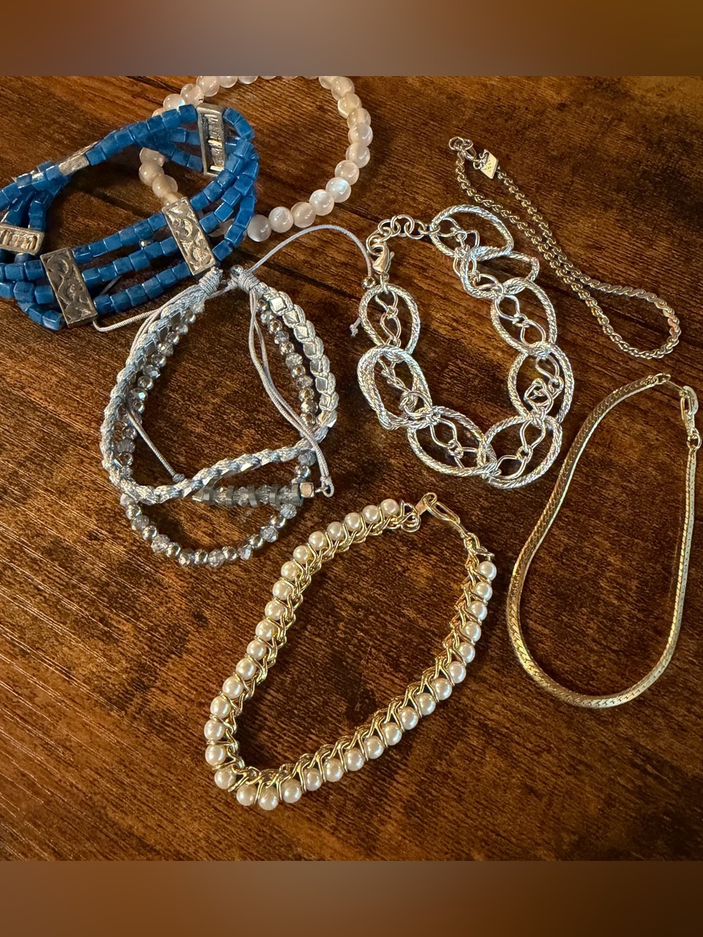 Vintage Gold, Pearl, & Beaded Braided Bracelets Mixed Lot, Jewelry
